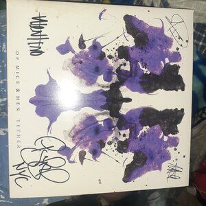OF MICE & MEN - 'TETHER' BLUE / PINK SPLATTER VINYL - SIGNED